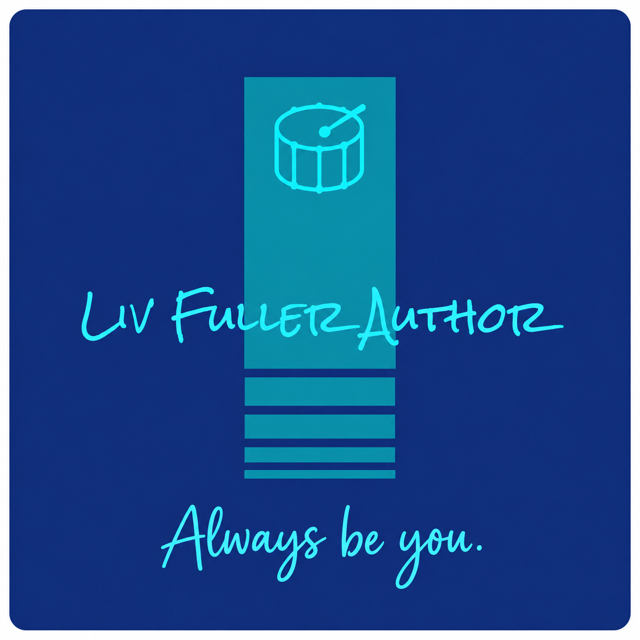 Liv Fuller Author emblem with a drum and Always be you tagline